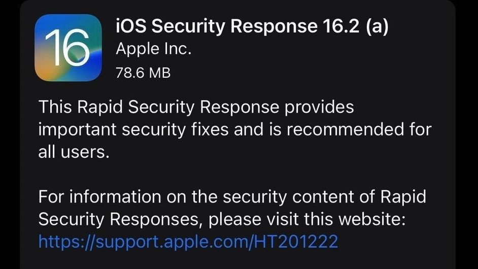 Apple's New iOS 16.2 Rapid Security Response