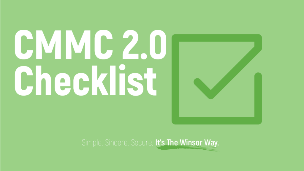 CMMC 2.0 checklist with green box. 
